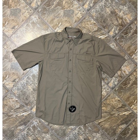 Ariat Other - Ariat AriatTEK Shirt Mens Small Tan  Heat Series Short Sleeve Button Up